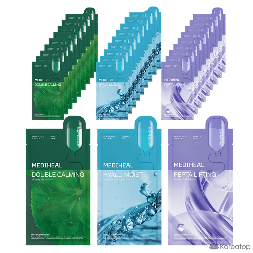 Набор из 3 масок для ежедневного использования Mediheal Daily Solution Mask Pack, 30 штук, 1 комплект.