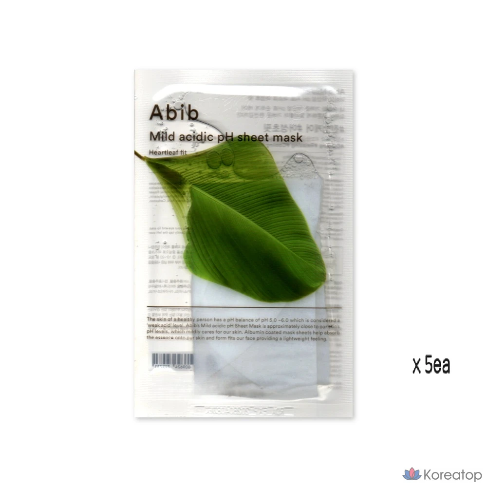 Тканевая маска для лица Abib pH Sheet Mask Heartleaf Fit, 30 мл, 5 шт.