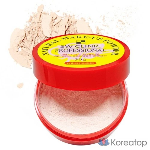 Рассыпчатая пудра для макияжа 3W Clinic Natural, 30 г, № 21, светло-бежевый, 1 шт.