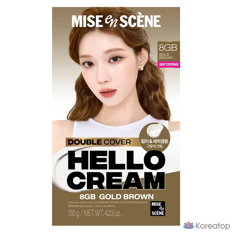 Краска для волос Mise en Scene Hello Cream Double Cover Gray Hair Dye, золотисто-коричневый цвет, 1 шт.