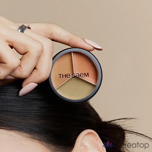 Консилер The Saem Cover Perfection Triple Pot, 13 г, 1 шт., оттенок 05 Dark Up Beige, фото 10
