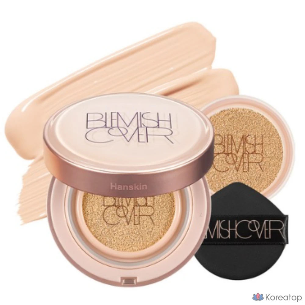 Тональный крем-кушон HANSKIN Semi-Matte Blemish Cover Conceal Cushion Foundation, основной продукт 11 г + сменный блок 11 г, № 23 (бежевый), 1 шт.