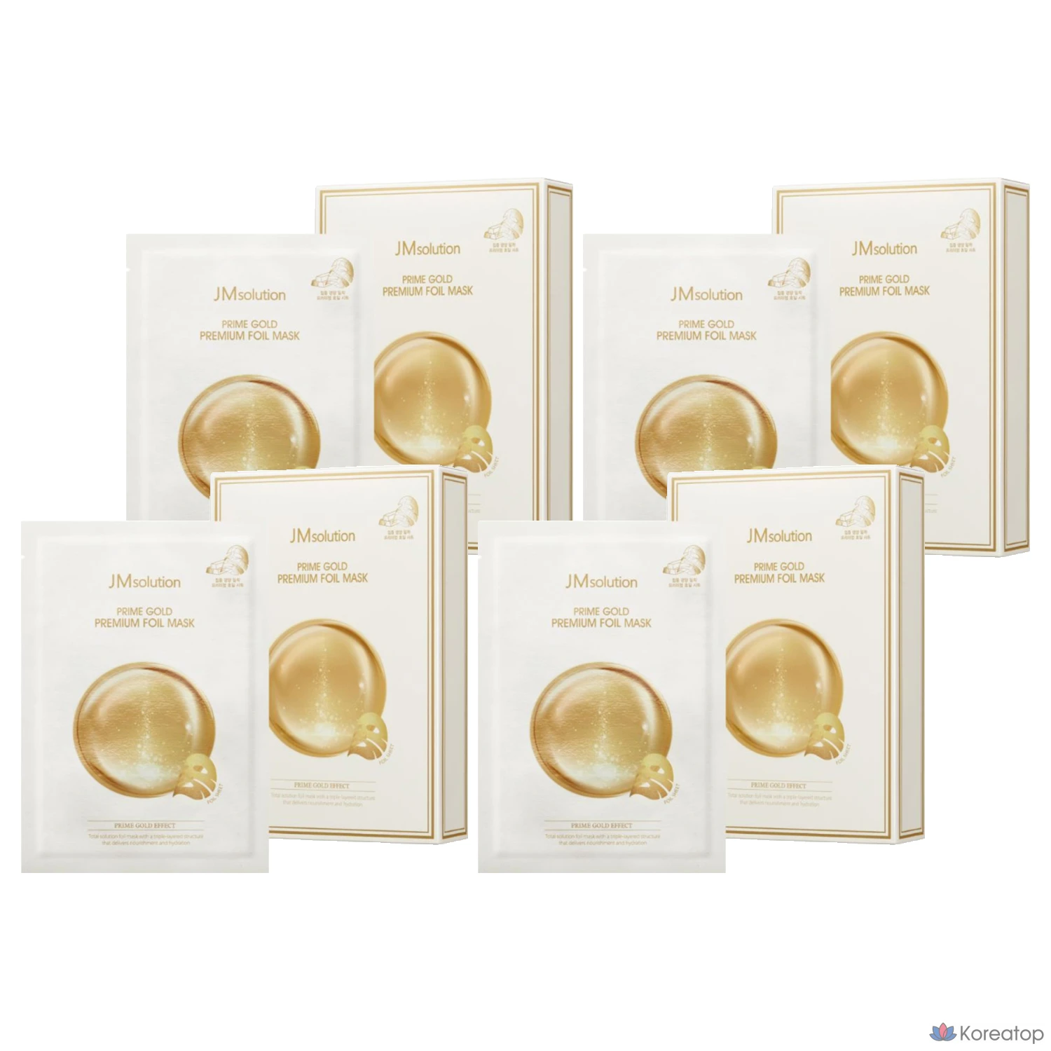 Маска для лица JM Solution Prime Gold Premium Foil Mask, 35 мл, 10 штук, 4 штуки
