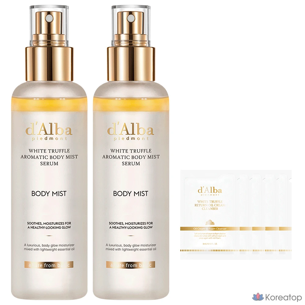 Ароматическая сыворотка-мист для тела D'alba с белым трюфелем 180 мл (2 шт.) + балансирующее веганское очищающее средство 3 мл (5 шт.), 1 шт.