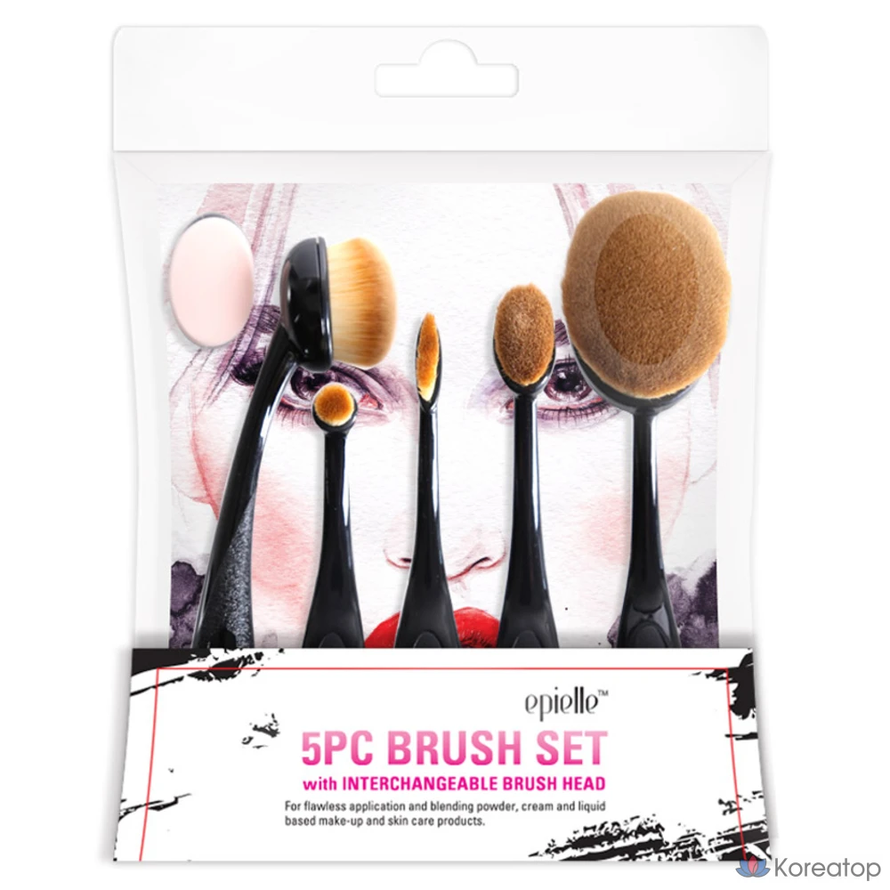 Набор из 5 овальных кистей Epielle, 1 шт.