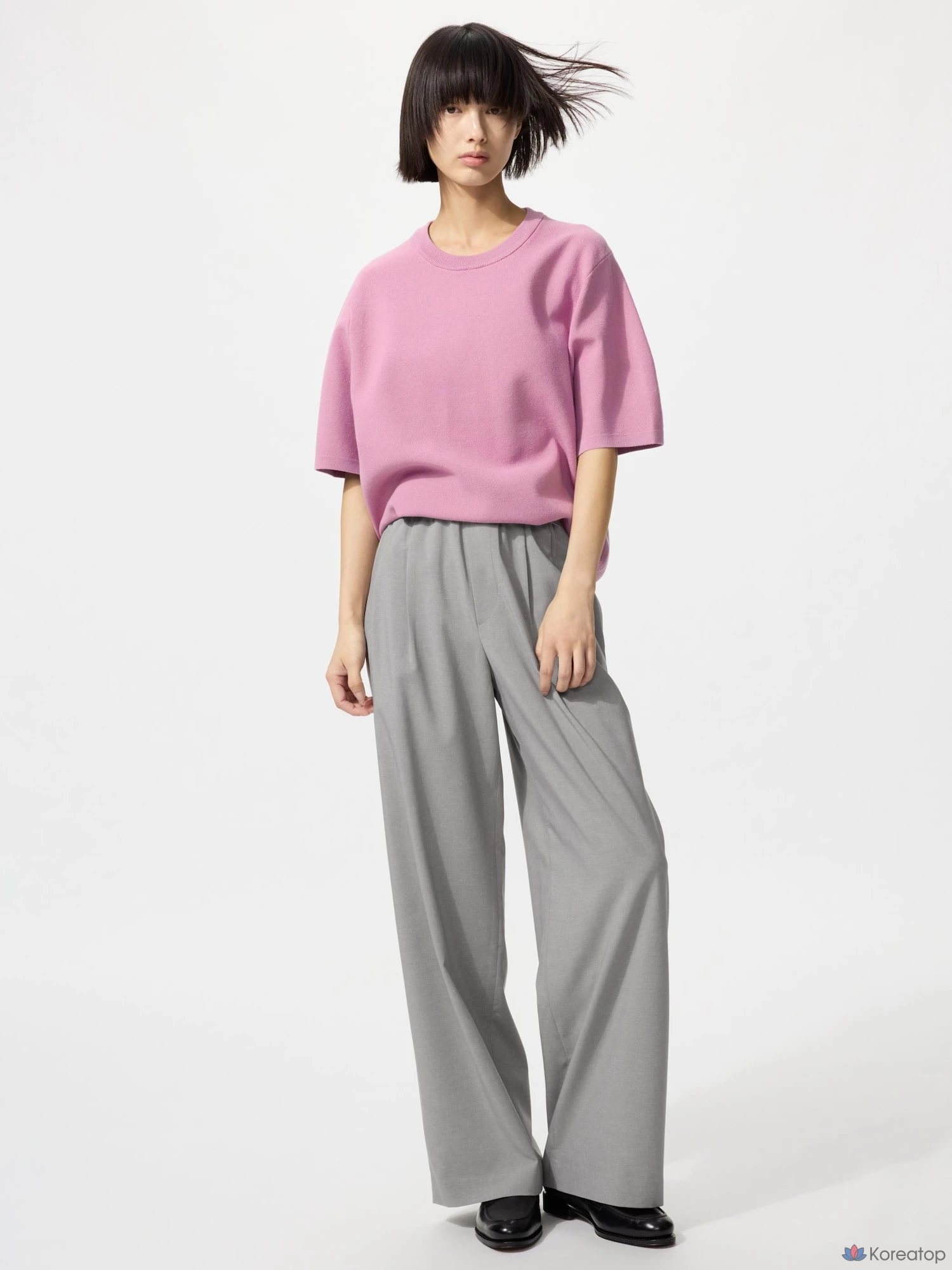 Футболка с коротким рукавом Uniqlo Washable Milano Rib Knit T-Shirt