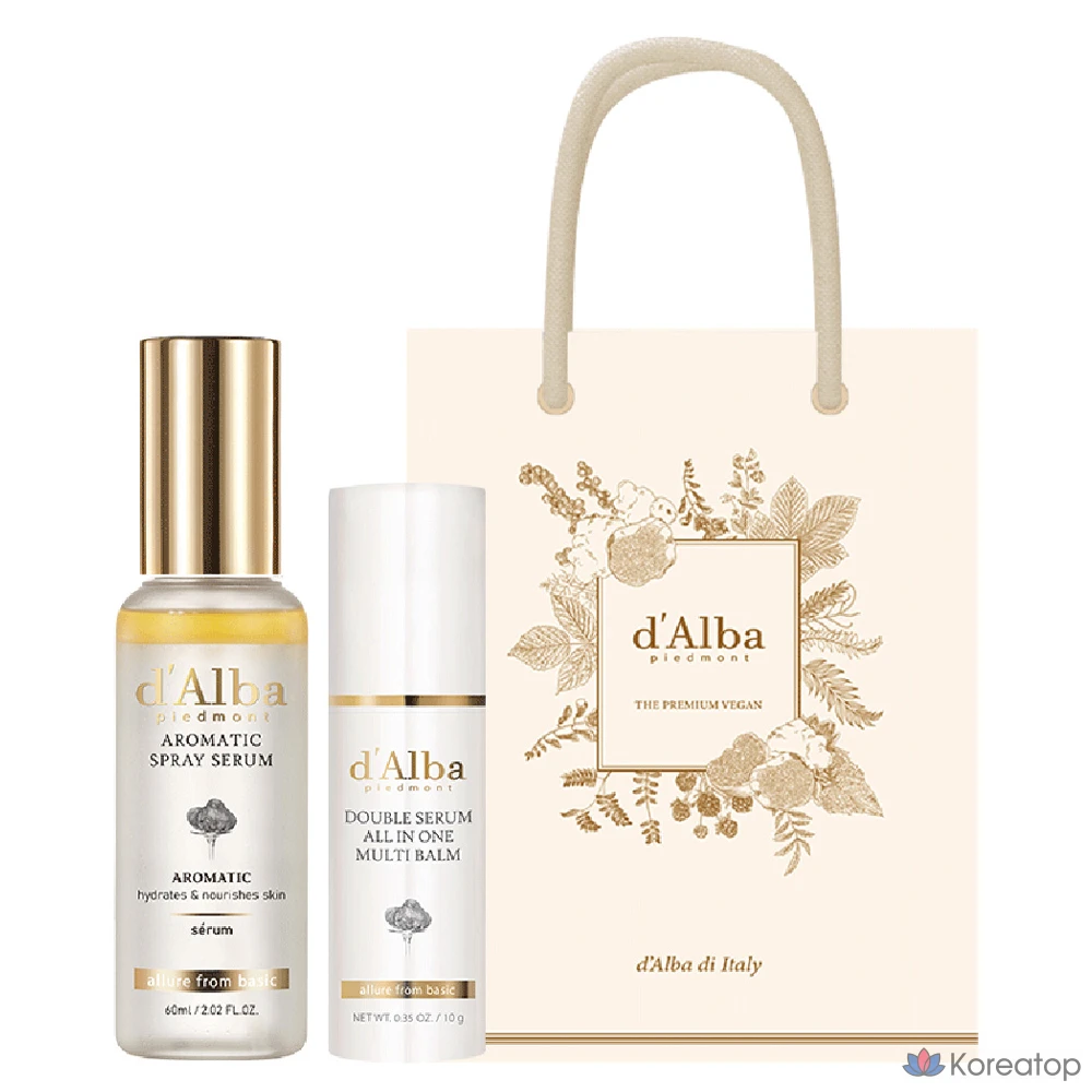 Ароматическая сыворотка-спрей D'alba с белым трюфелем 60 мл + Многофункциональный бальзам-спрей Double Serum 10 г, 1 набор