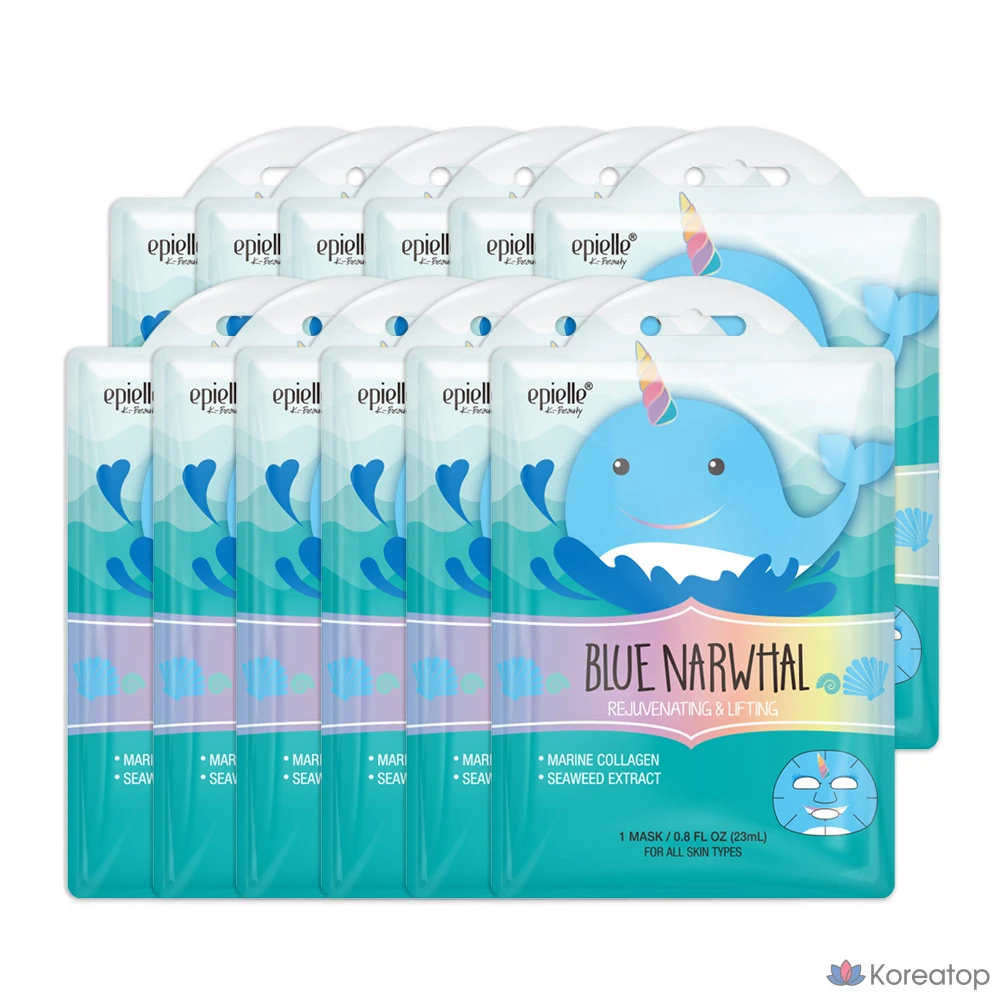 Набор масок Epielle с изображением синего дельфина, 1 упаковка, 12 штук., фото 2
