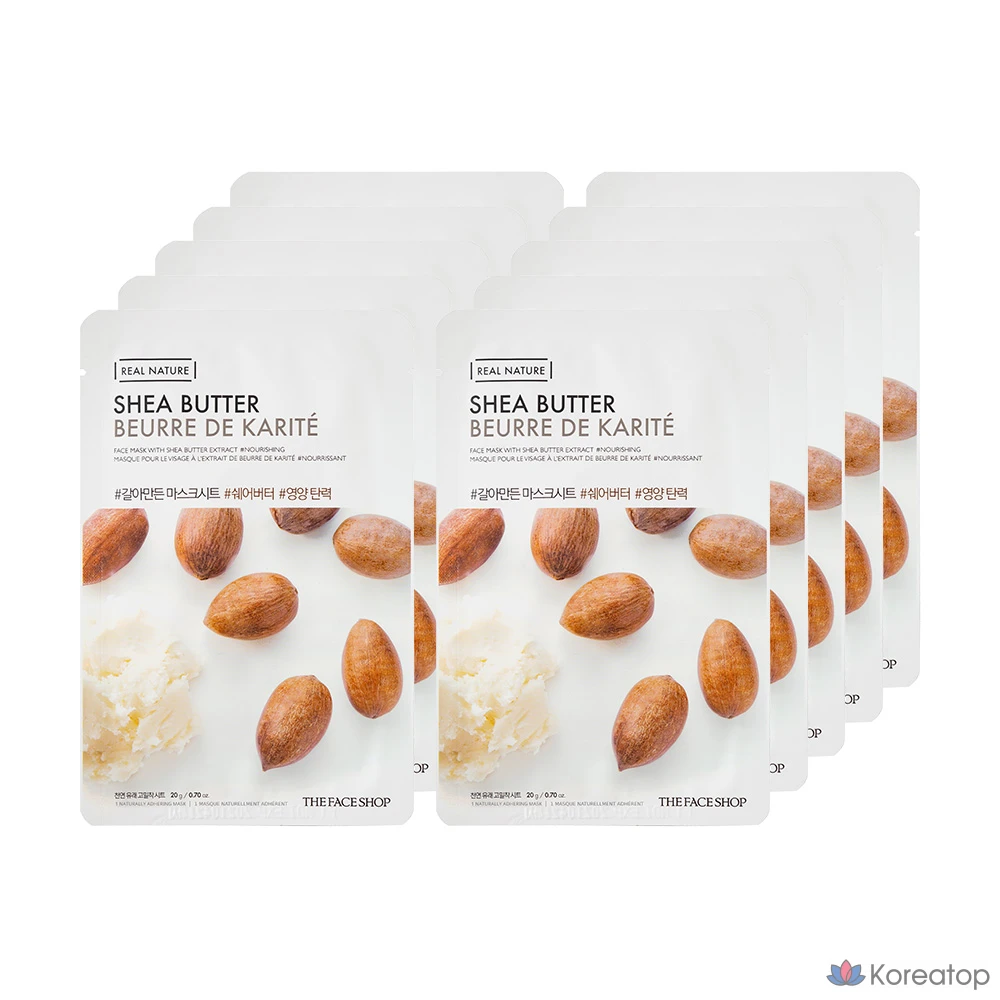 Тканевая маска с маслом ши от The Face Shop, 1 упаковка, 10 листов.