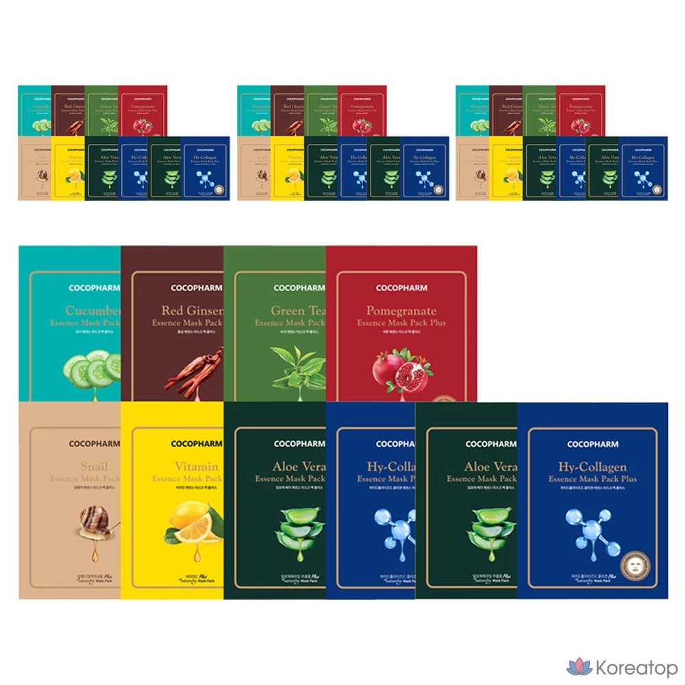 Набор из 100 смешанных масок для лица COCOPHARM Natureby Essence Mask Pack Plus, 4 шт.