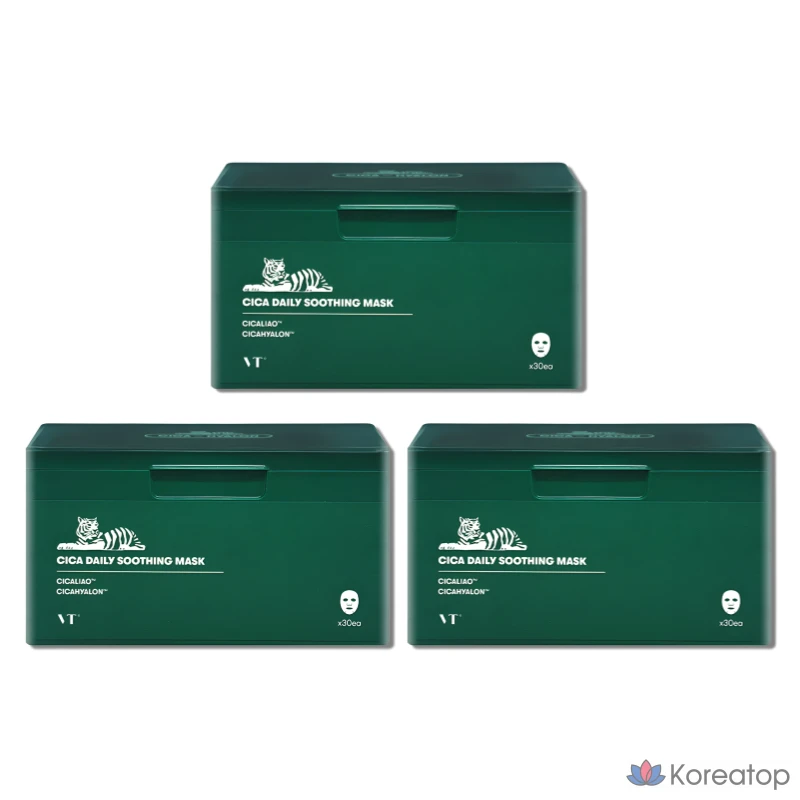 Успокаивающая маска для лица VT Cica Daily Soothing Mask, 30 штук, 3 упаковки