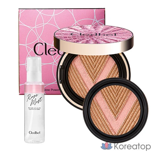Набор Cledbel Glow Power Lift V Pink Cushion Foundation 13 г + сменный блок 13 г + розовый спрей 100 мл, № 21, 1 шт.