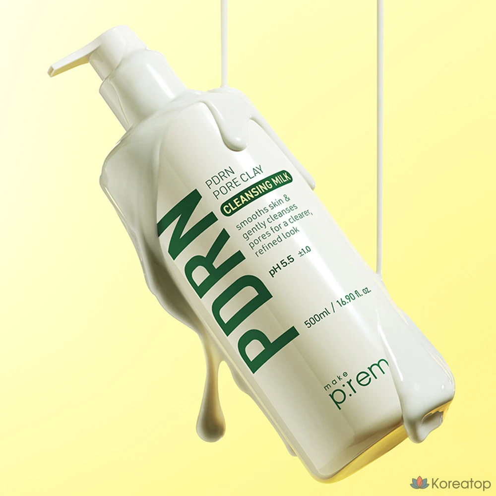 Очищающее молочко для пор MAKE P:REM PDRN с глиной, 500 мл, 500 г, 1 шт., фото 4