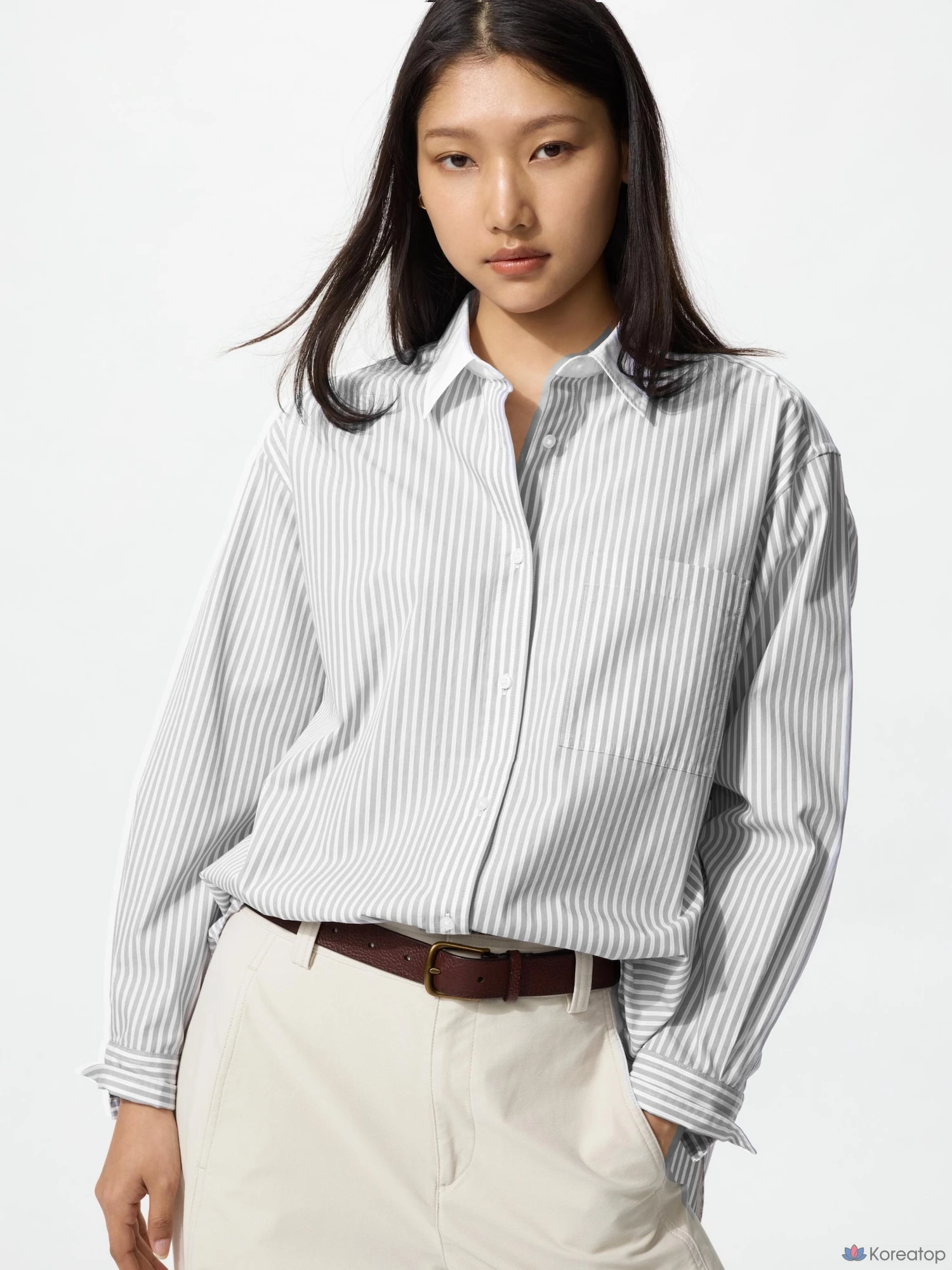 Рубашка Uniqlo Cotton Oversized Shirt (Stripe) A