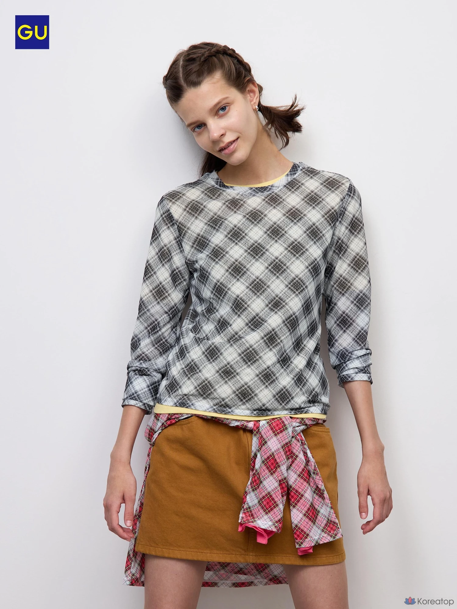 Футболка с длинным рукавом Uniqlo Sheer Check Long Sleeve T-Shirt