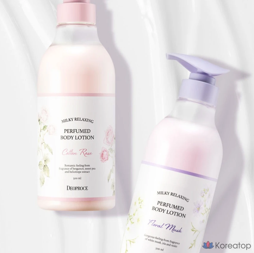 Успокаивающий парфюмированный лосьон для тела Deoproce Milky Relaxing Cotton Rose, 550 мл, 1 шт.