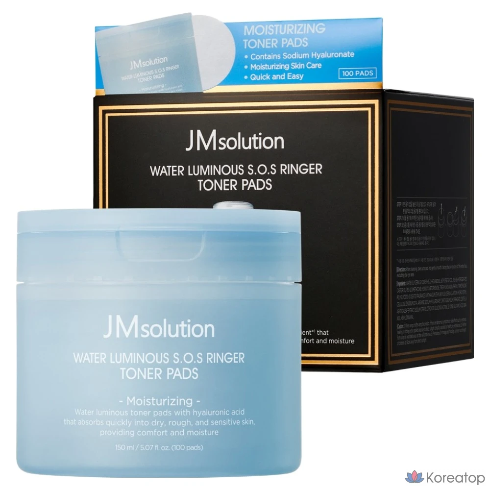 JM Solution Water Glow SOS Ringer Moisture Toner Pad, 150 мл, 1 шт., 100 листов