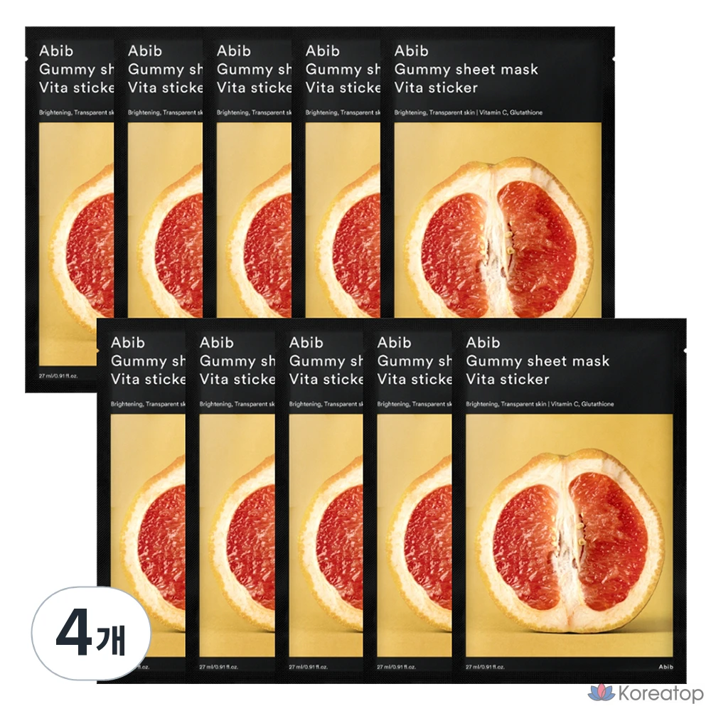 Набор наклеек для маски Abib Gum Sticker Sheet Mask Vita Sticker 27 мл, 10 штук, 4 штуки