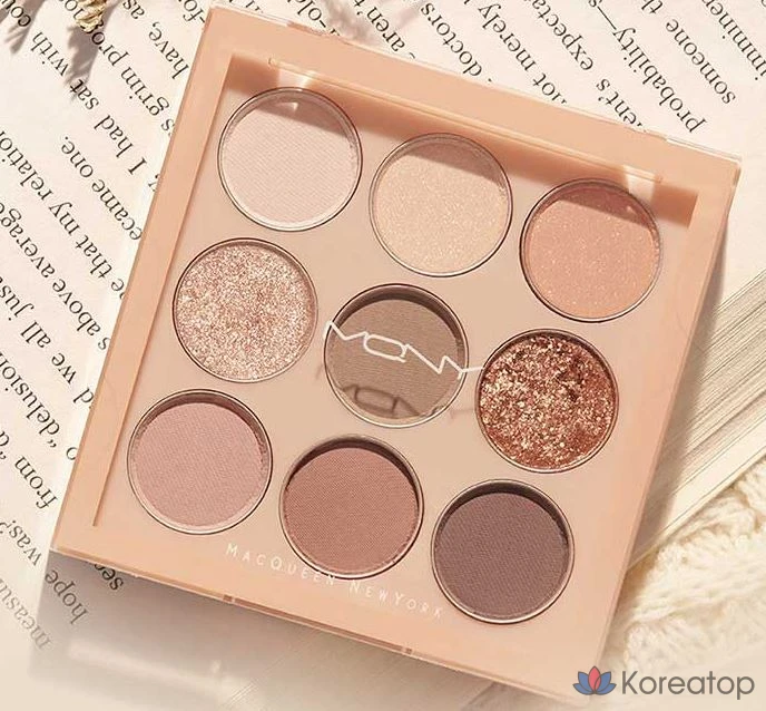 Палитра теней для век Mqny New York 1001 Tone-on-Tone Shadow Palette Pro, 9 оттенков, Nude Mood, 1 шт., фото 2