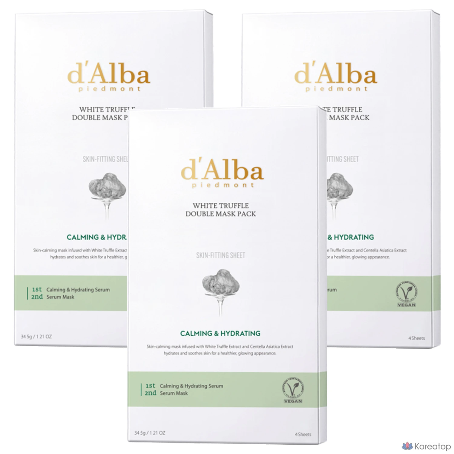 Набор из 4 и 3 масок D'alba White Truffle Double Mask Pack.
