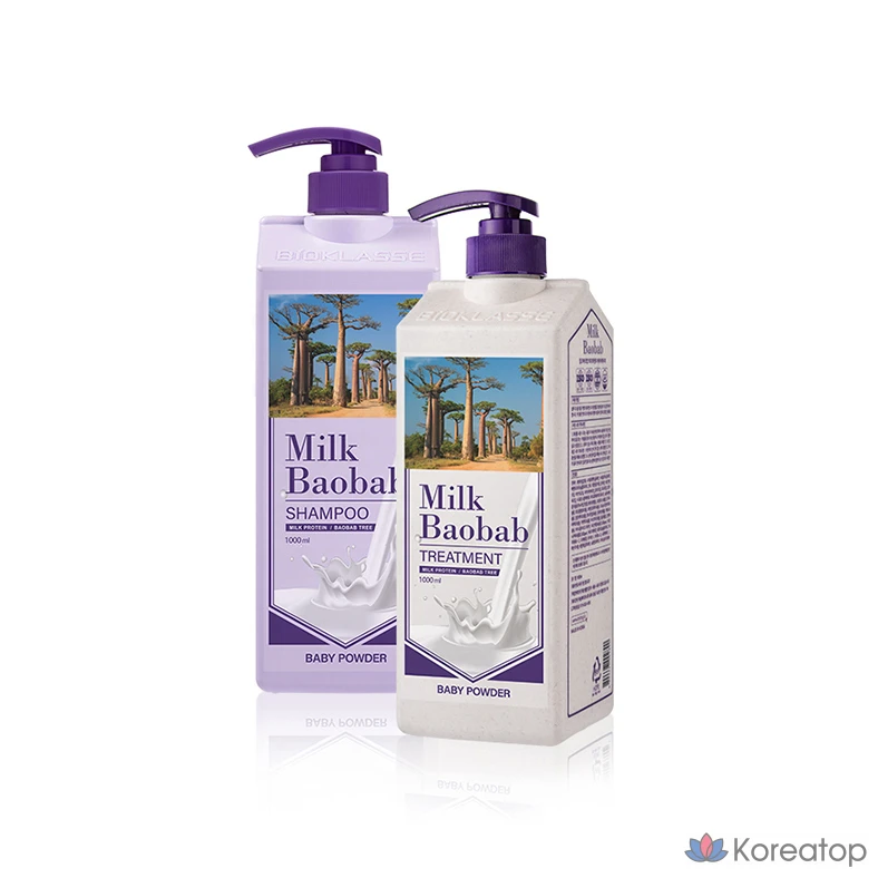 Детский шампунь Bioclasse Milk Baobab Baby Powder 1000 мл, средство для ухода 1000 мл, 2 комплекта, фото 2