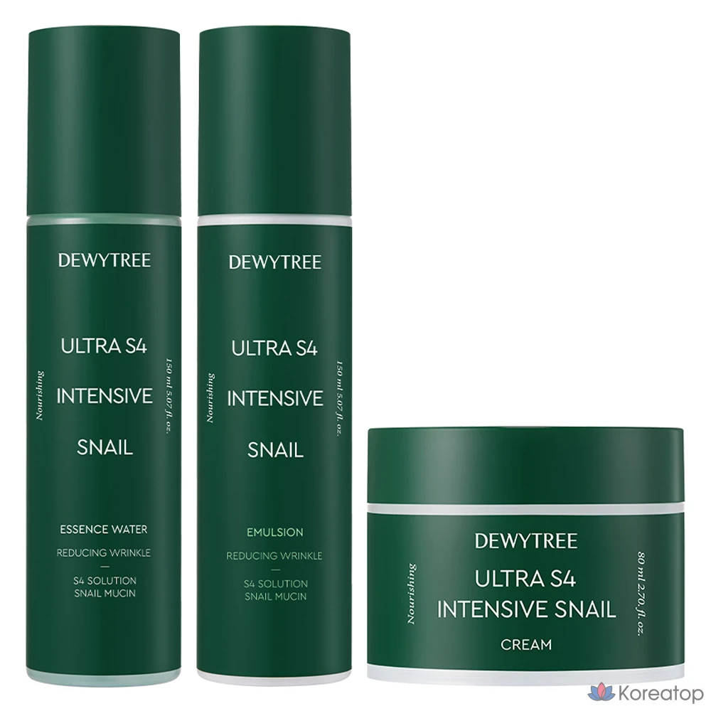 Набор Dewtree Ultra S4 Интенсивный крем с экстрактом слизи улитки 80 мл + Вода 150 мл + Эмульсия 150 мл, 1 комплект