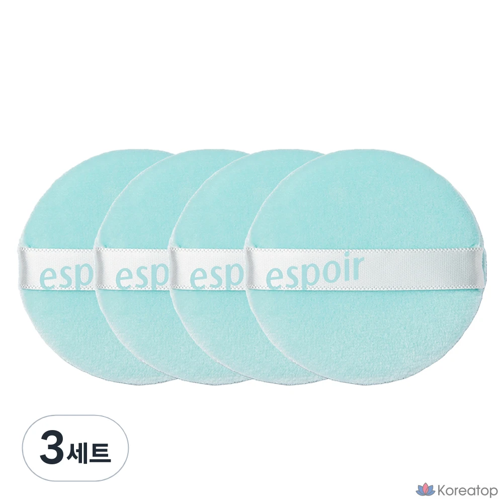 Набор из 4 пуховок для фиксации макияжа Espoir Fresh Setting Powder Puff, мятный цвет, 3 комплекта.