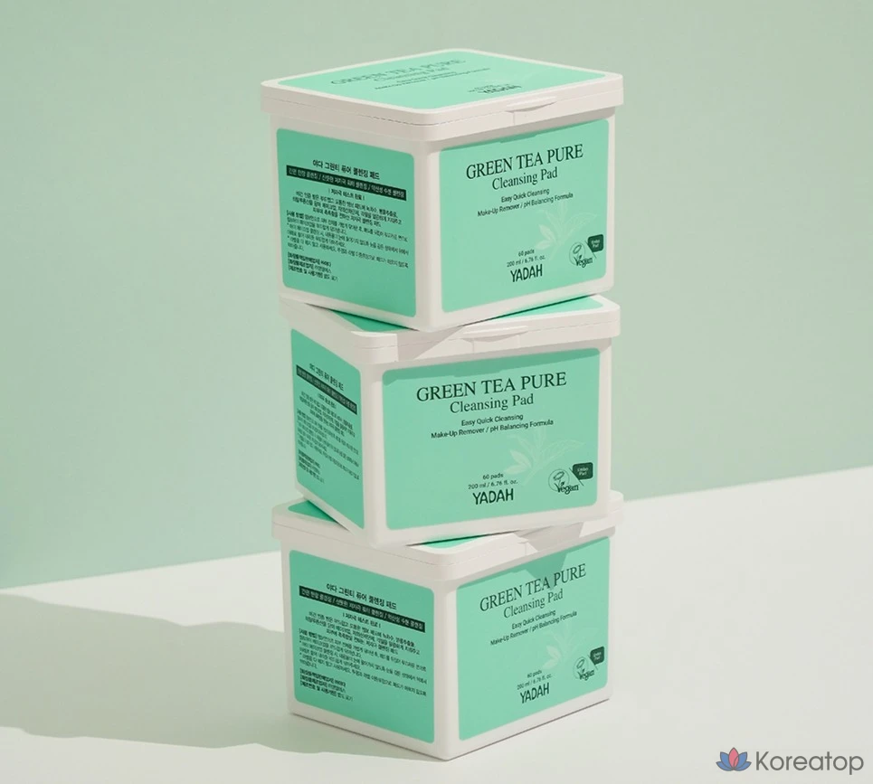 Очищающие подушечки для лица Yadah с зеленым чаем, 60 листов, 1 упаковка