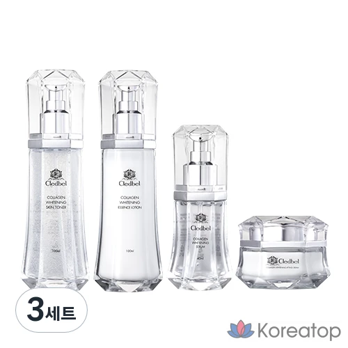 Набор для ухода Cledbel Collagen Whitening Skin Toner + Essence Lotion + Serum + Cream Set, 3 шт.