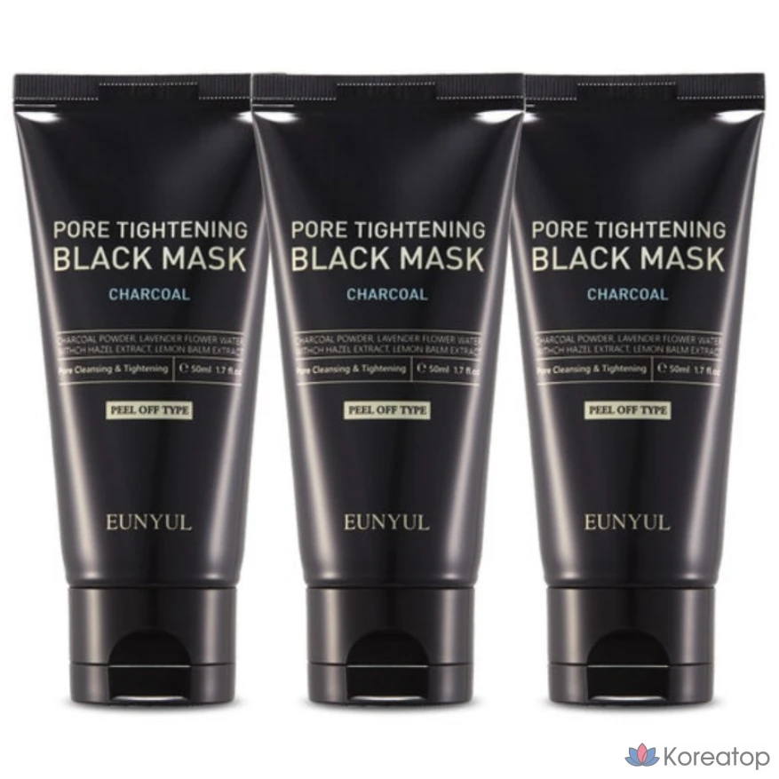 Черная маска-пленка для сужения пор Eunyul Pore Tightening Black Mask Peel-Off Pack, 3 Pack, 1 Pack