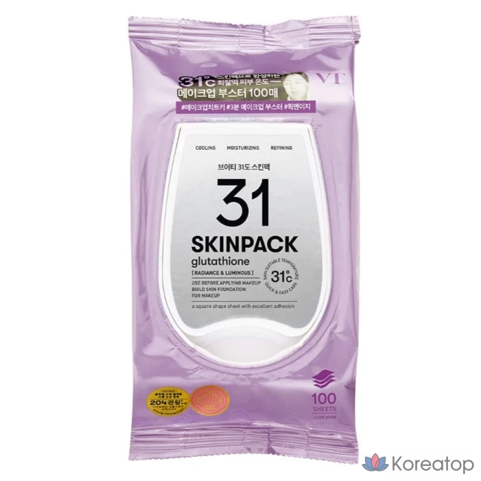 Набор для ухода за кожей VT Cosmetics Luminous 31° Skin Pack, 1 упаковка, 100 листов.