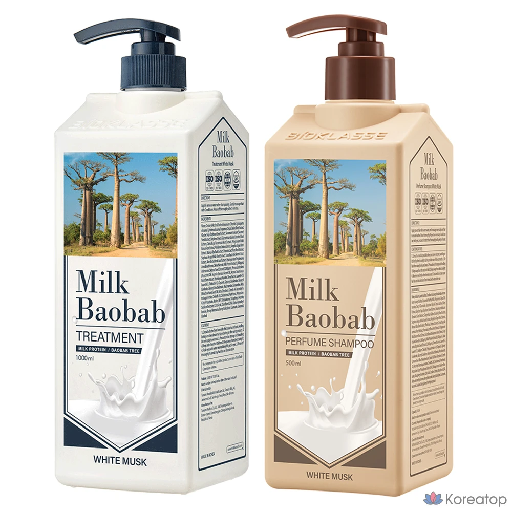 Шампунь Milk Baobab Perfume 500 мл + средство для ухода 1 л White Musk, 1 шт.