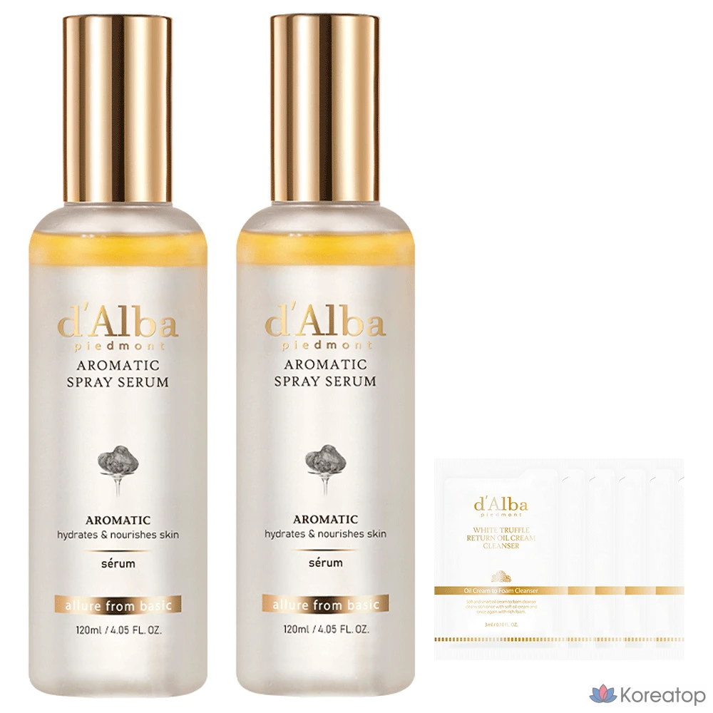 Набор D'alba White Truffle First Aromatic Spray Serum 120 мл x 2 шт. + Mildly Acidic Gel Clean 3 мл x 5 шт., 1 шт.