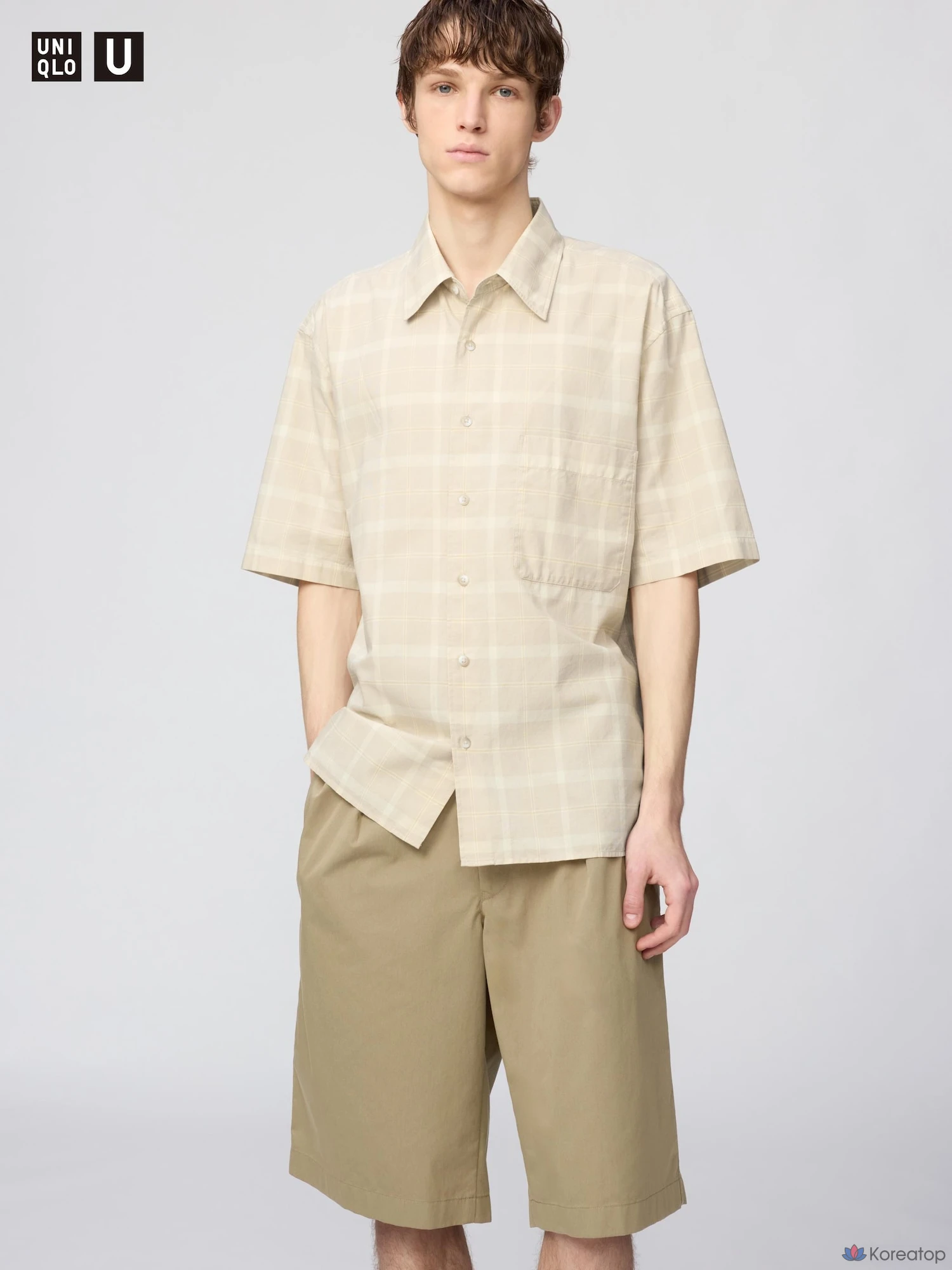 Рубашка Uniqlo Boxy Short Sleeve, в клетку