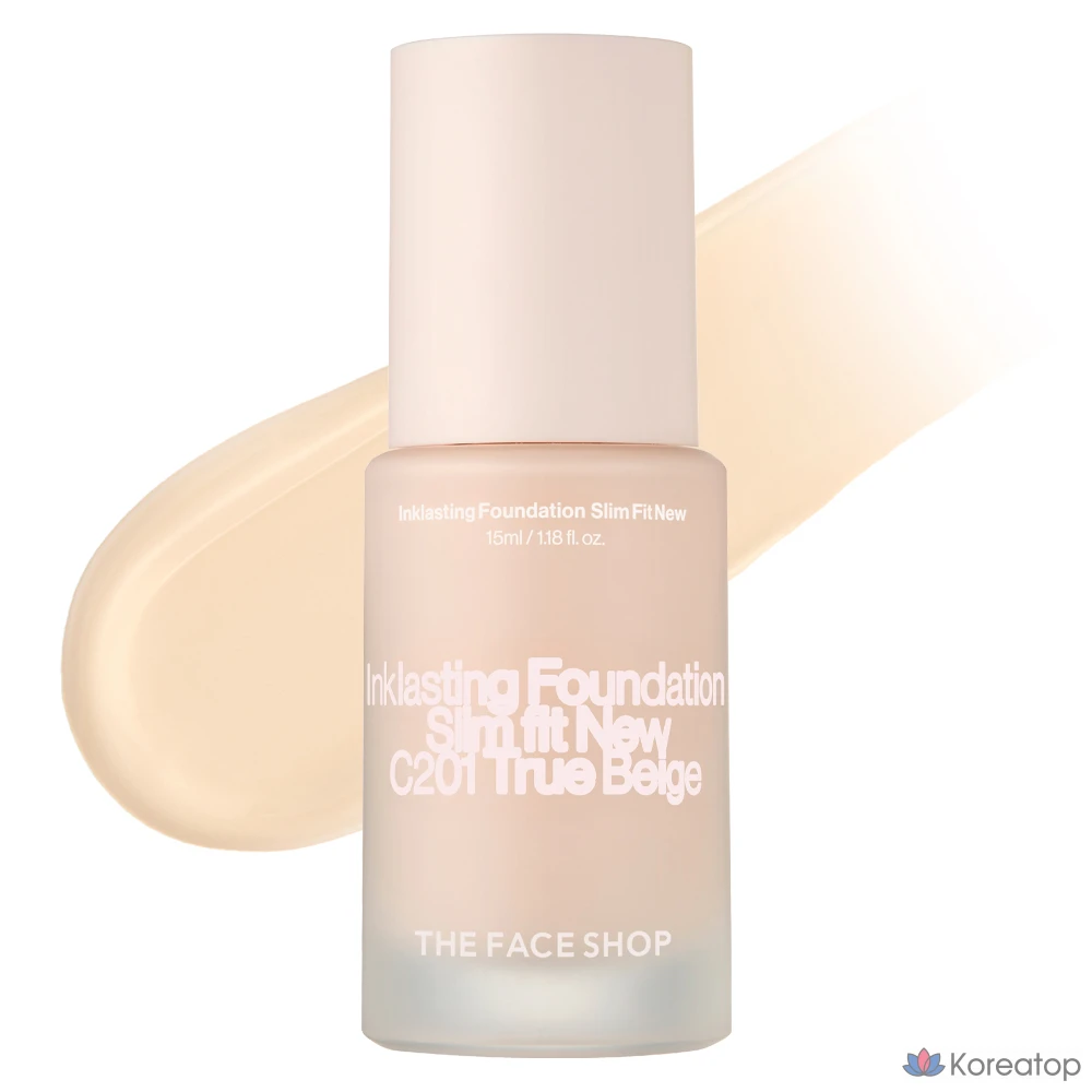 Тональный крем The Face Shop Ink Lasting Foundation Slim Fit New, 15 мл, C201 True Beige, 1 шт.