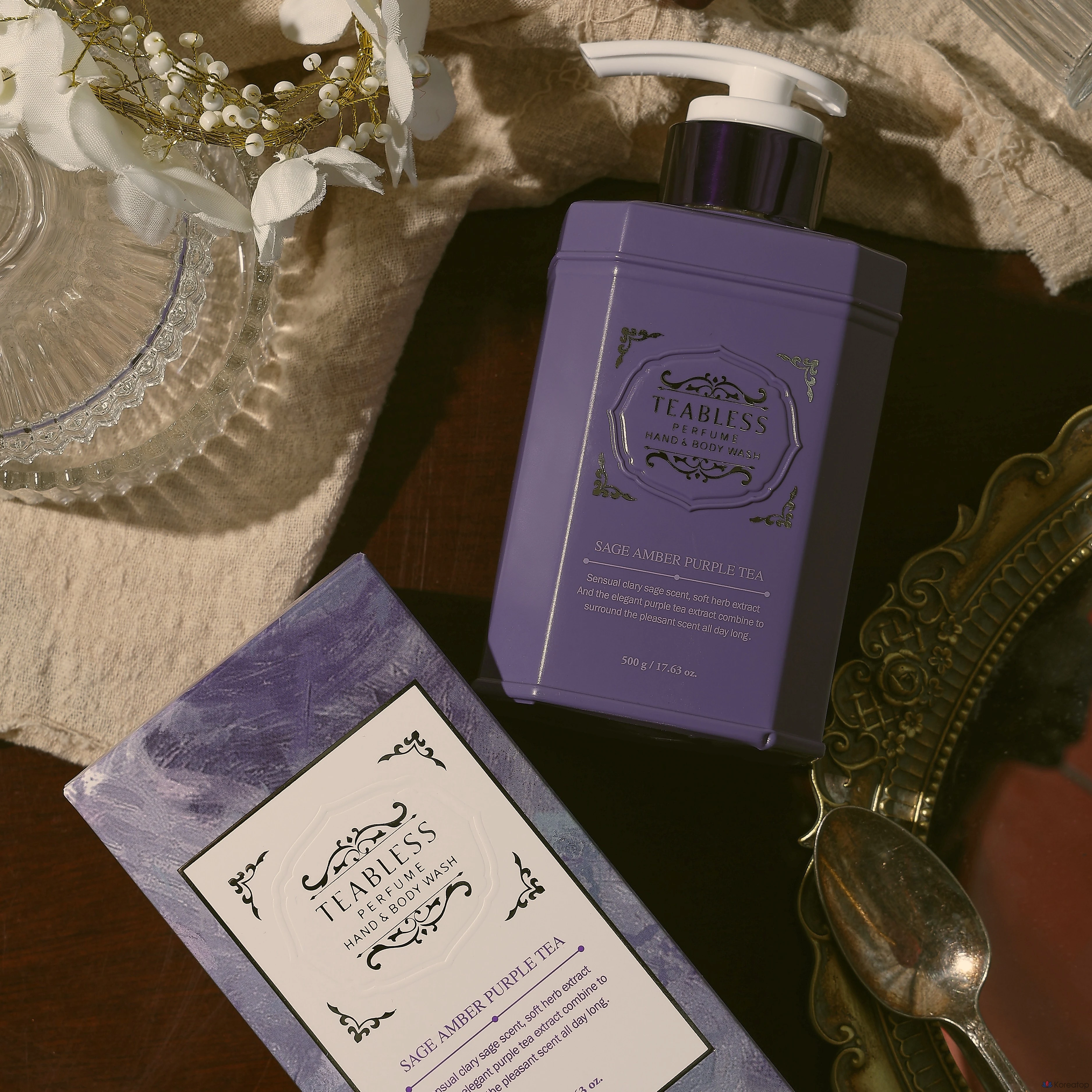 Гель для душа TEABLESS с ароматом фиолетового чая, цветочно-древесный, 500 г, 1 упаковка.