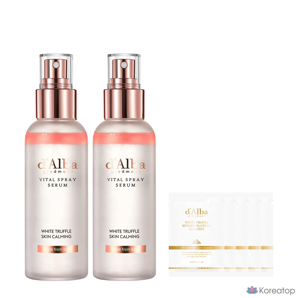 Набор из 2 спреев-сыворотки D'alba White Truffle Vital Spray Serum 100 мл и геля для умывания с мягкой кислотностью 15 мл, 1 шт.