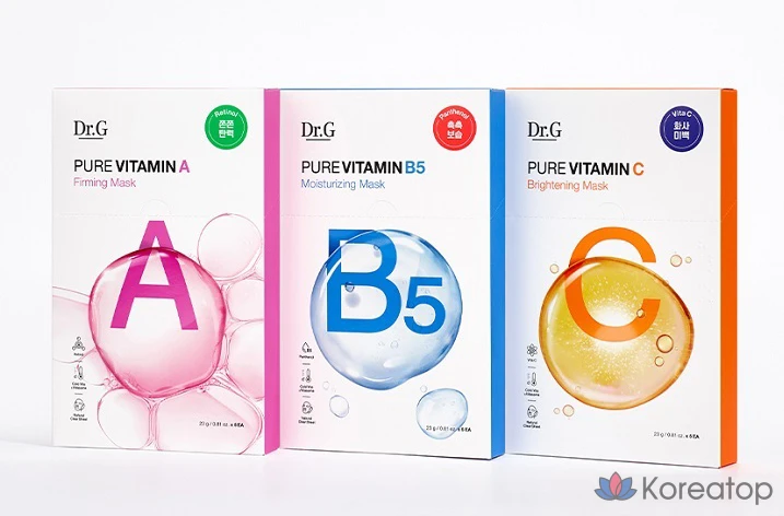 Набор масок Dr.G Pure Vitamin A Firming 4p + Vitamin B5 Moisturizing 4p + Vitamin C Brightening 4p, 1 шт.