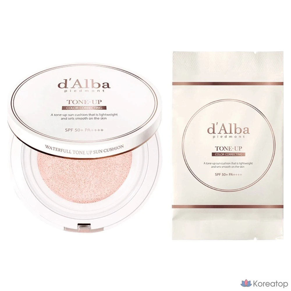 Солнцезащитный крем D'alba Waterful Tone-Up Sun Cushion 15 г + набор сменных блоков SPF50+ PA++++, 1 шт.
