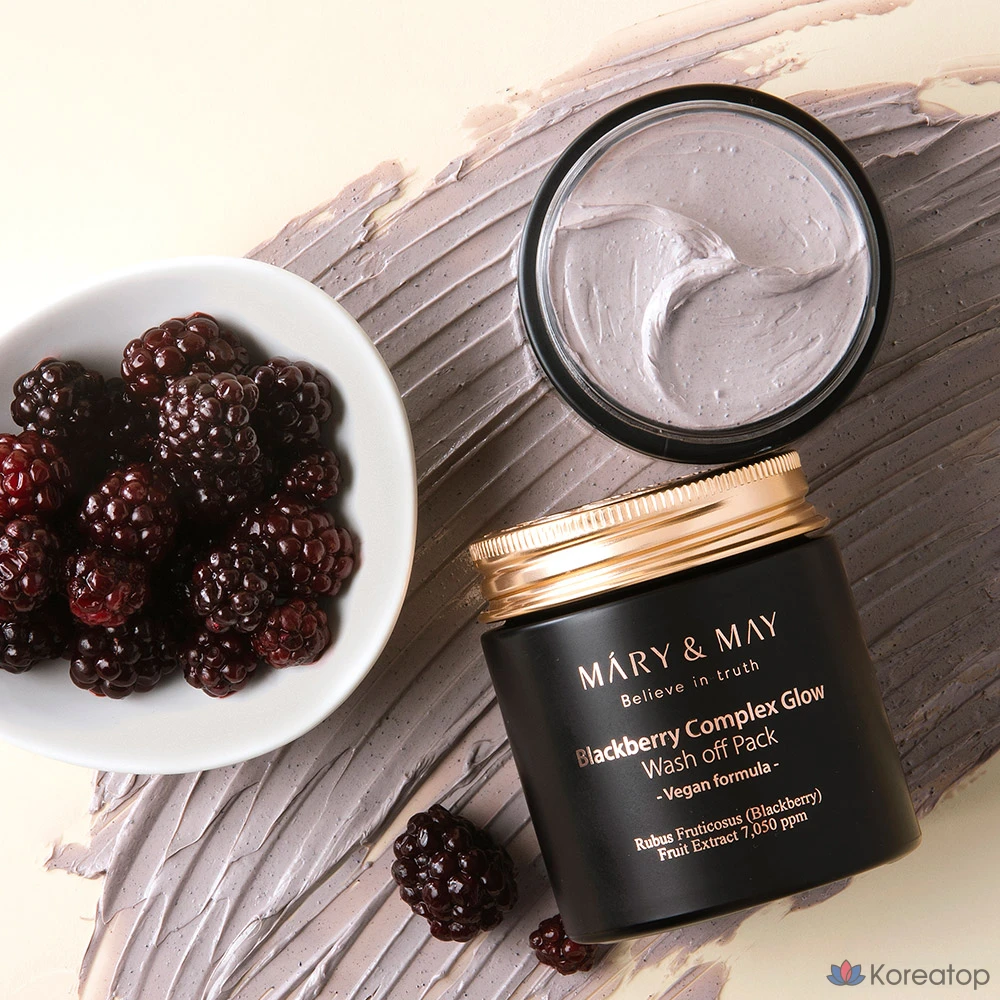 Смываемая маска для лица Mary&May Blackberry Complex Glow Wash-off Pack, 125 г, 4 шт., фото 4