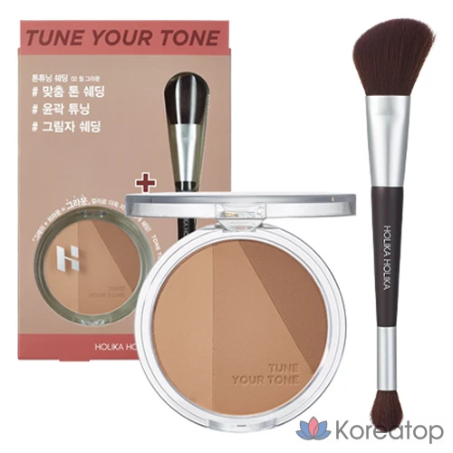 Набор кистей и тонировочных теней Holika Holika Tone Tuning Shading + Brush Set, 02 Warm Ground, 1 шт.