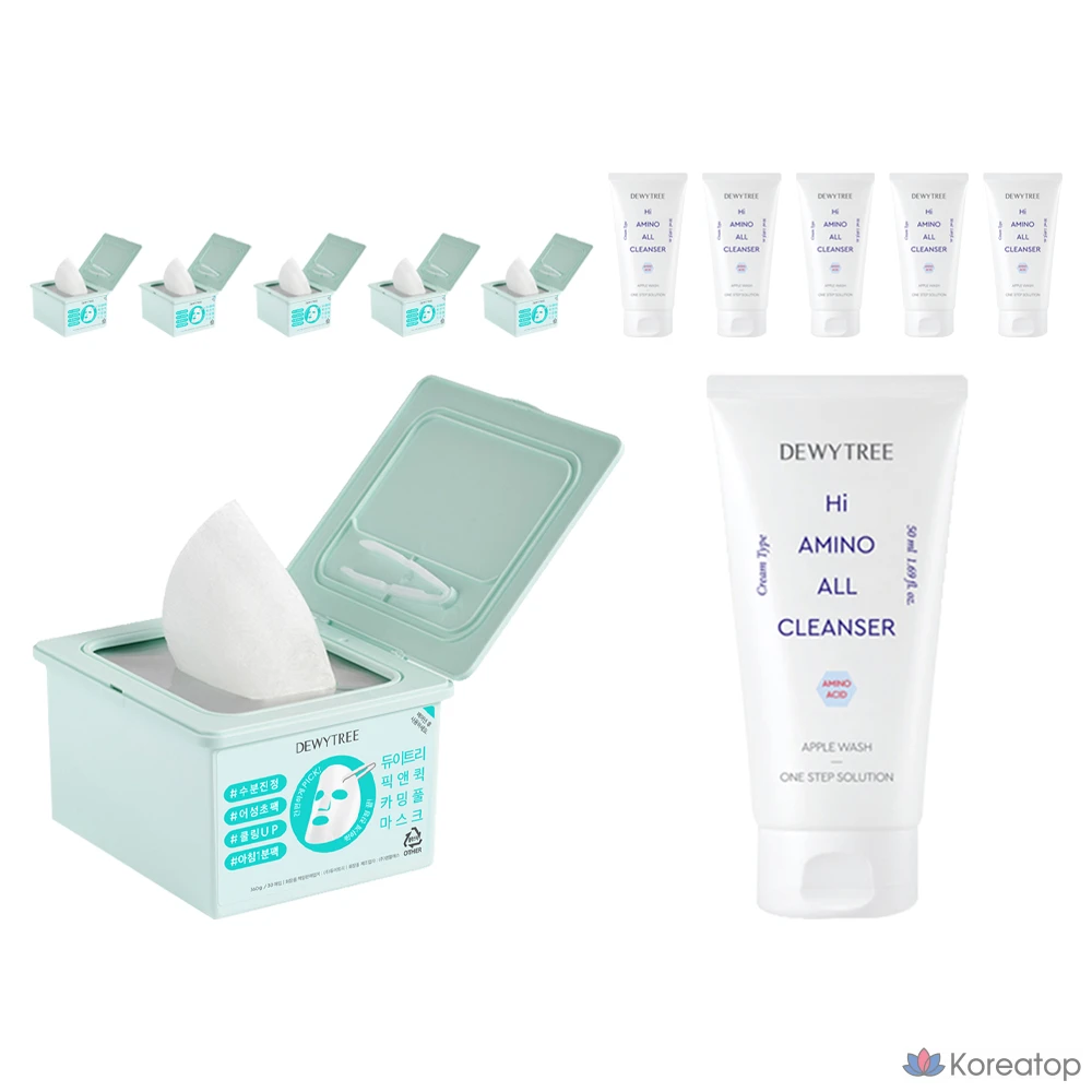 Маска-пленка Dewytree Pick & Quick Calming Pull-Out Mask + очищающая пенка с высоким содержанием аминокислот, 50 мл, 2 упаковки, 6 упаковок