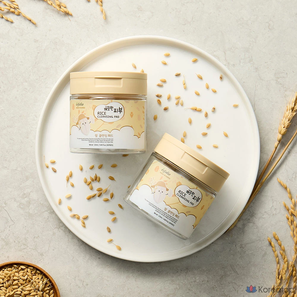 Рисовые очищающие подушечки Esfolio, Средней интенсивности, Очищение рисовой водой, 1 упаковка, 60 листов