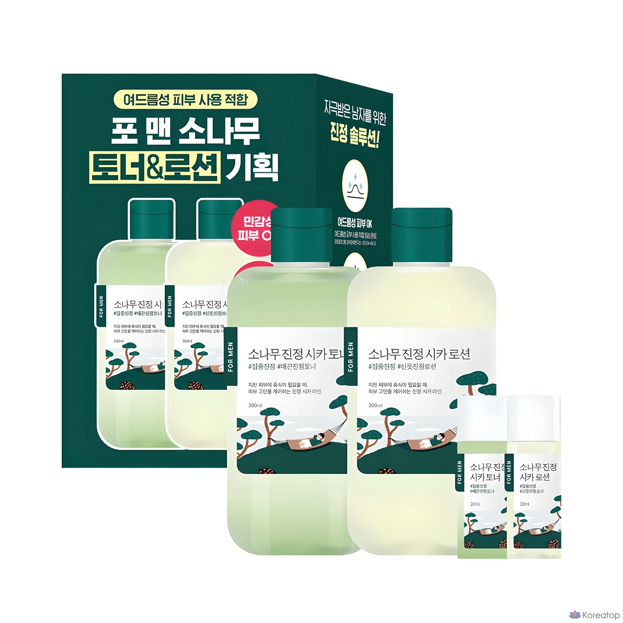 Round Lab for Men Pine Soothing Cica Toner + Lotion, 1 комплект