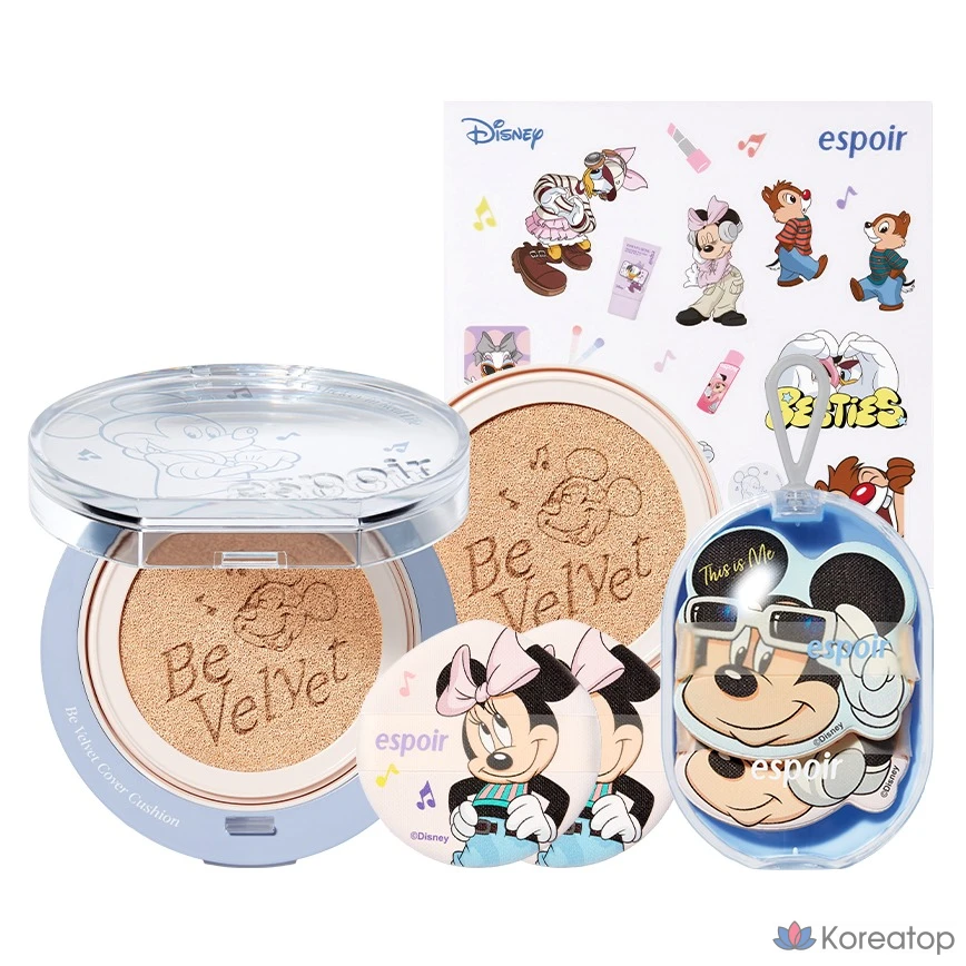 Тональный крем-кушон Espoir Disney Edition Velvet Cover Cushion SPF42 PA++ (13 г) + набор сменных блоков 13 г, № 21, цвет слоновой кости, 1 шт.