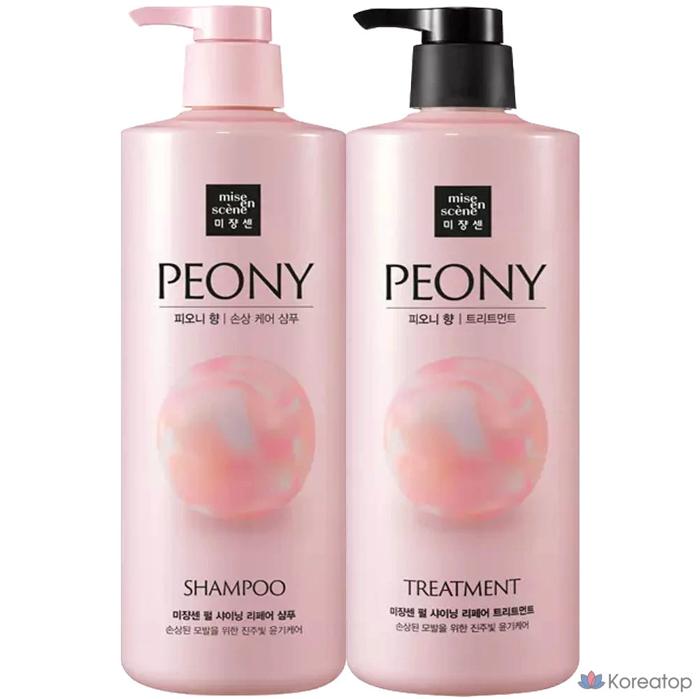 Шампунь Mise en Scene Pearl Shining Peony 1000 мл + средство для ухода 1000 мл, 1 шт.