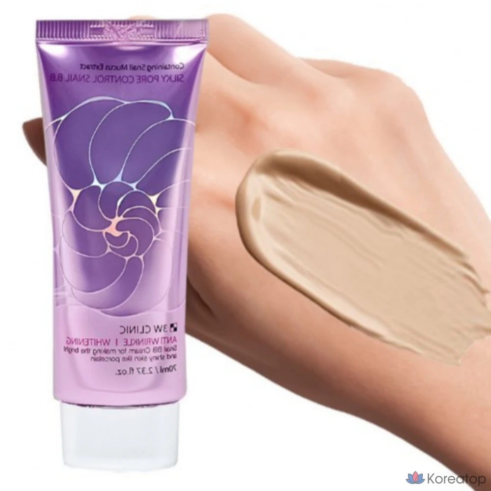 Biomol 3W Clinic Snail White BB Cream Silky Pore Control Snail, 70ml, Beige Tone, 1 шт., фото 2