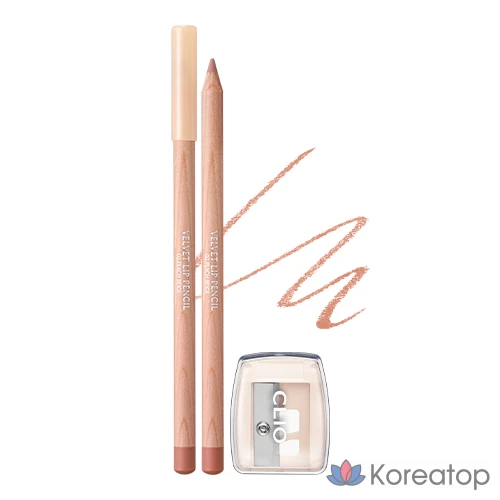 Карандаш для губ Clio Velvet, 002 Персиково-бежевый, 1,45 г, 1 шт.