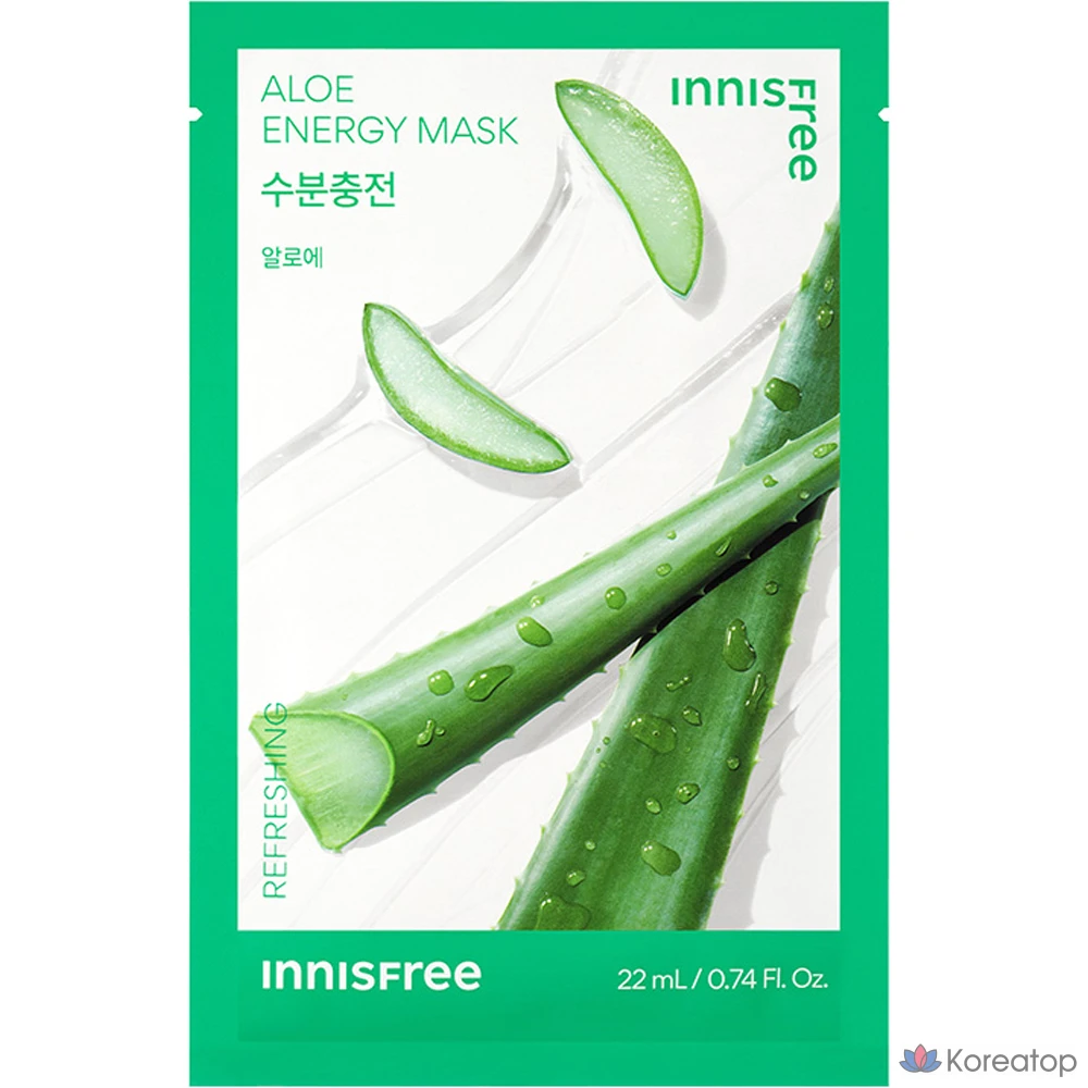 Маска для лица Innisfree New Aloe Energy Mask, 22 мл, 1 упаковка, 1 шт.
