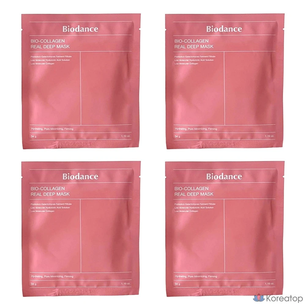 Тканевая маска для лица Biodance Bio Collagen Real Deep Mask, 34 г, 4 шт.